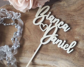 Caketopper Bolo Topper decoração de bolo de casamento, personalizado com nome, decoração de bolo, bolo de casamento, no tamanho e cor desejados, casamento