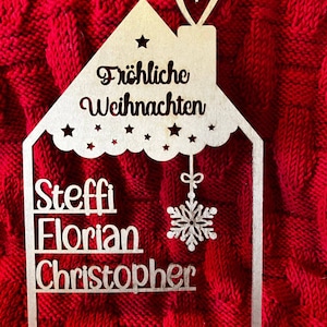 Haus mit Namen, Holzhaus personalisiert, 4mm Holz personalisierte Deko Wand Türschild, Geburtstagsgeschenk Weihnachtsgeschenk Weihnachten