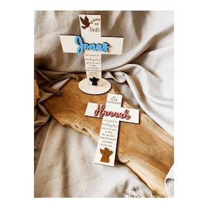 Communion cross, baptismal cross, personalized cross, gift for communion, baptism, wooden cross, birth, gift idea for baby, child, desired color and text