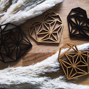 4x heart coaster set made of wood in desired color, 4 mm and 6 mm, table decoration, placemat, gift set, glasses, cups, wedding, geometric
