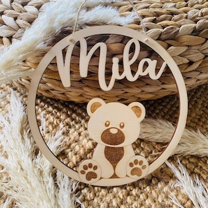 Plaque nominative personnalisée, plaque de porte, plaque en bois enfant bébé, cadeau naissance baptême anniversaire, date de naissance, décoration chambre enfant filleul