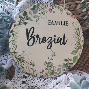 Name sign made of real wood, personalized gift wedding, engagement, moving in, family, door sign, many colors possible, front door