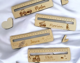 personalized reading aid, ruler for children with tractor, fire engine rocket school child, preschool child, gift for starting school