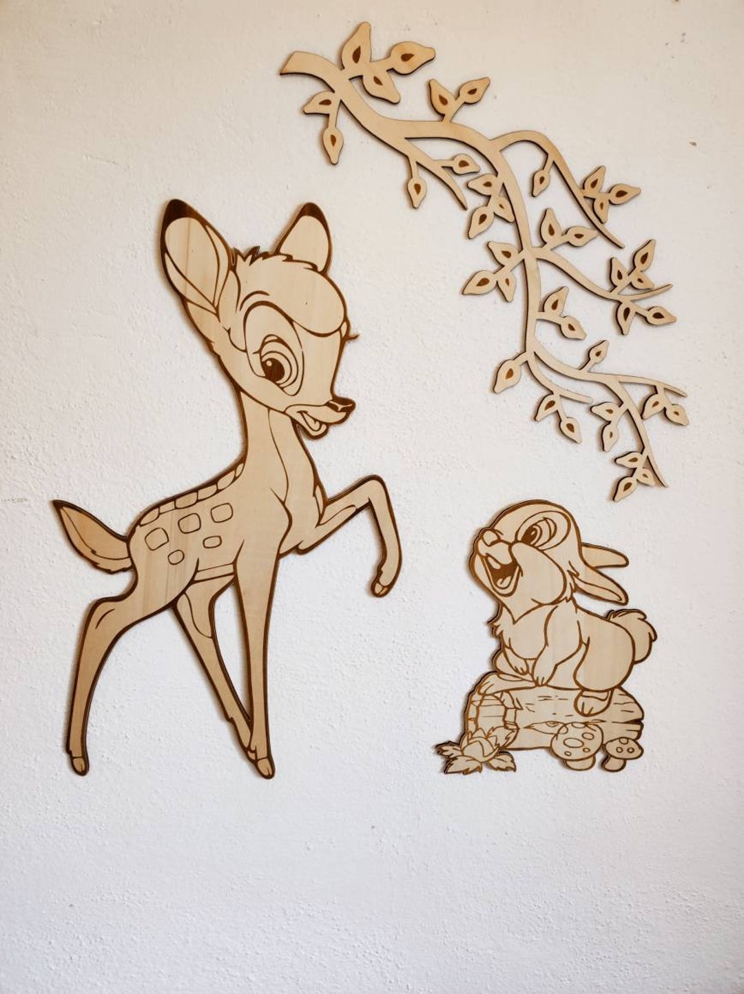 Bambi Rabbit Branch Boho Style Wooden Decoration for the Nursery Baby ...