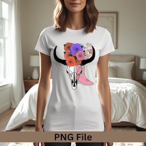 Cowgirl PNG | Pink Cowboy/girl Boot T-Shirt Design | Pink Cowgirl Shirt PNG | Printable Cowgirl boot with flowers Sublimation File