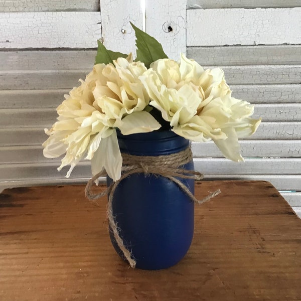 Navy Mason Jar Etsy