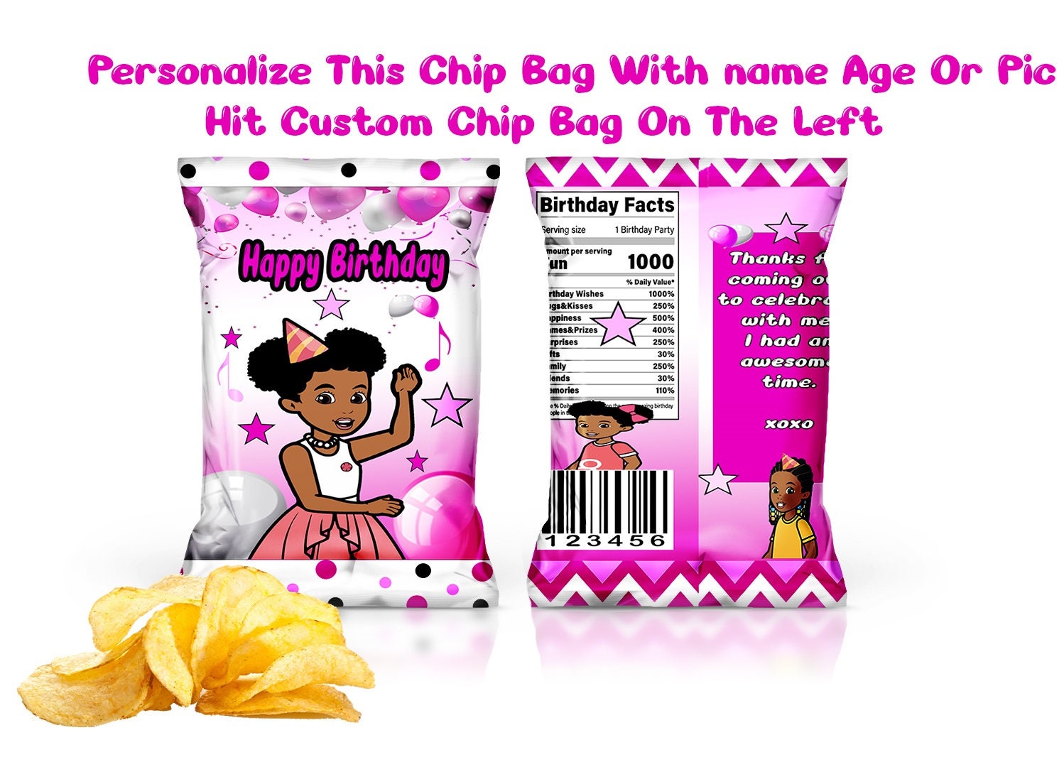 Inspired Gracie's Corner Chip Bag Template Pink Etsy