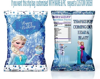 Frozen Inspired Chip Bag - Favor Bags - Custom Chip Bag - Frozen Birthday - Frozen Party - Digital - Printable - Printed - Chip Bag
