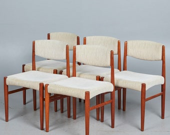 Set of 5x Grete Jalk Glostrup Teak Chairs Danish Design Dining Room Chair Vintage #032