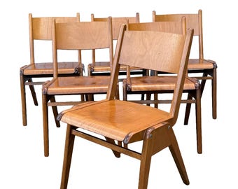Sedie impilabili in legno degli anni '50/'60 – Design vintage di metà secolo #151