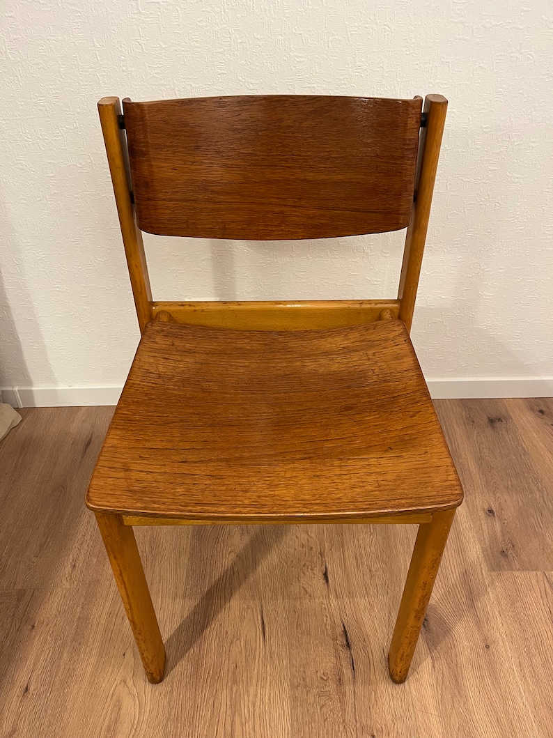 Teak dining room chairs stacking chair Danish Design Mid Century 036 image 3