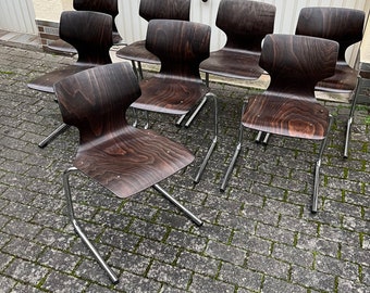 Flötotto Stil  Stuhl Stühle Stapelstuhl Freischwinger 60er Mid Century Vintage Retro Pagholz #024