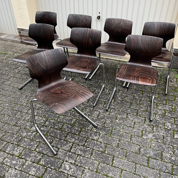 Flötotto Stil  Stuhl Stühle Stapelstuhl Freischwinger 60er Mid Century Vintage Retro Pagholz #024