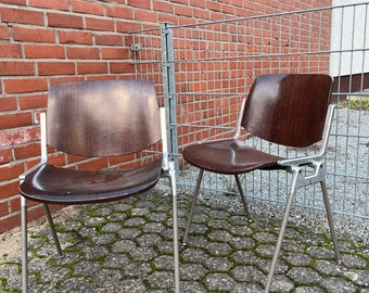 Ensemble de 2x chaises de bureau/chaise de salle à manger DSC 106 par Giancarlo Piretti pour Castelli, 1965, Italie #004