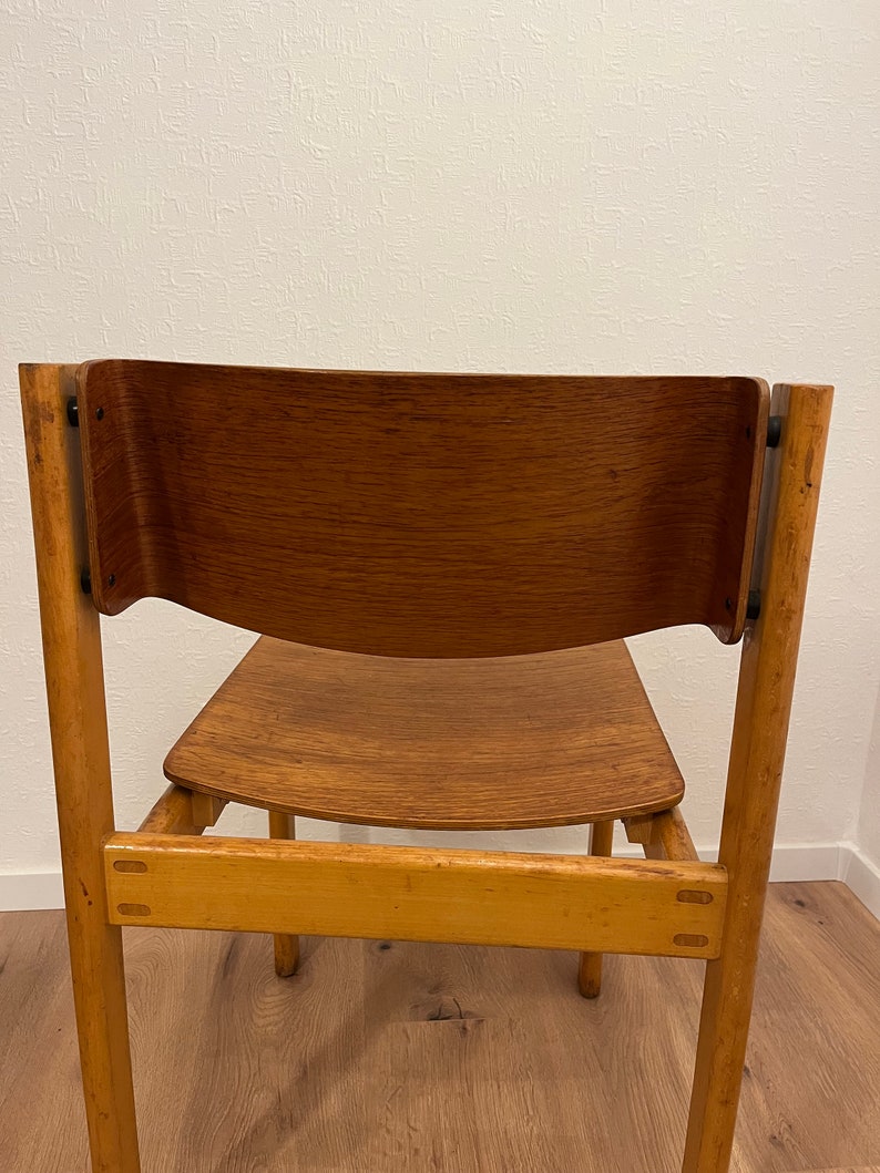 Teak dining room chairs stacking chair Danish Design Mid Century 036 image 5