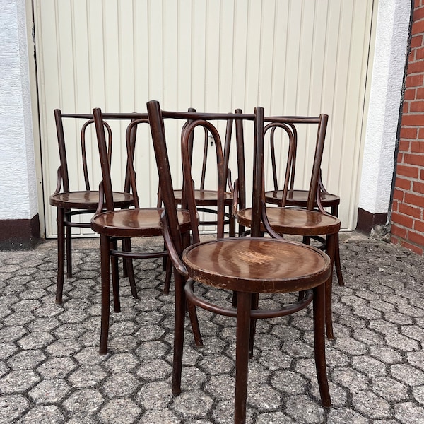 Stuhl Sessel Bistro Café Büro Stuhl gebogenes Holz Stil Thonet Baumann Vintage 80er Jahre französisches Bistro Bugholz Sessel 70er #012