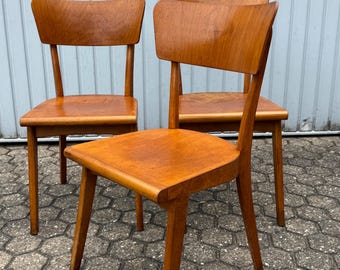 Chaise de cuisine des années 1940 – Chaise vintage en bois de style campagnard – Chaise de salle à manger ancienne – Chaise rétro en bois massif n° 110