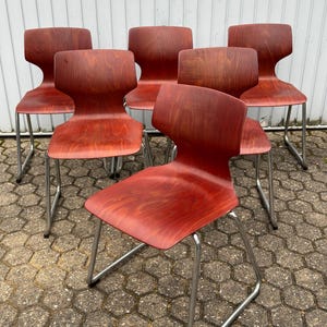 Sedie impilabili originali Flötotto anni '80 – Sedia vintage Pagholz, gambe in metallo, classico del design retrò #092