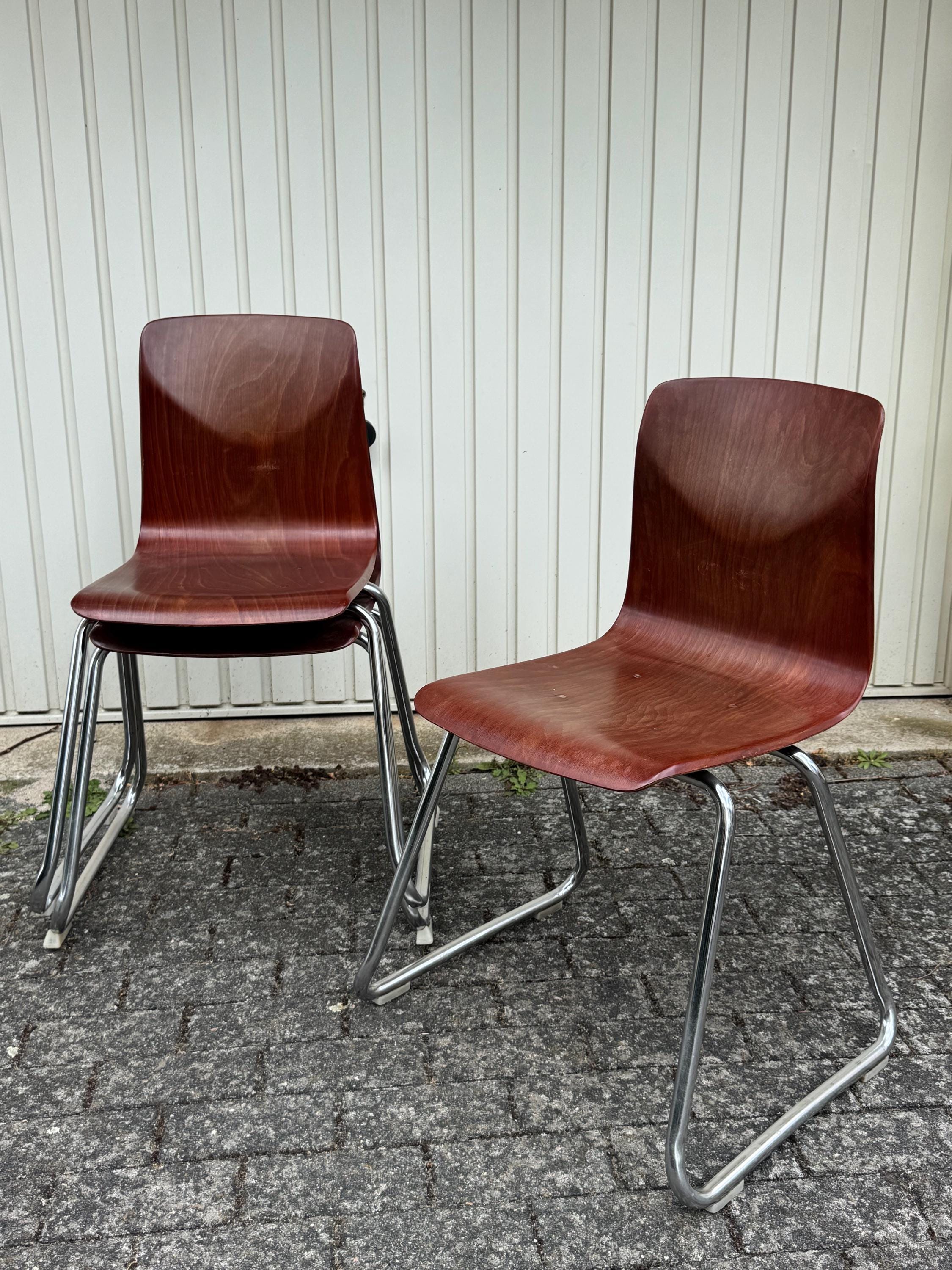 Thur-Op-Seat Pagholz ヴィンテージ スクールチェア 家具 Original Pagholz® Chairs by Thur Op Seat | 1970s | Tubular Steel