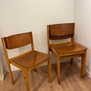 Teak dining room chairs stacking chair Danish Design Mid Century 036 image 1
