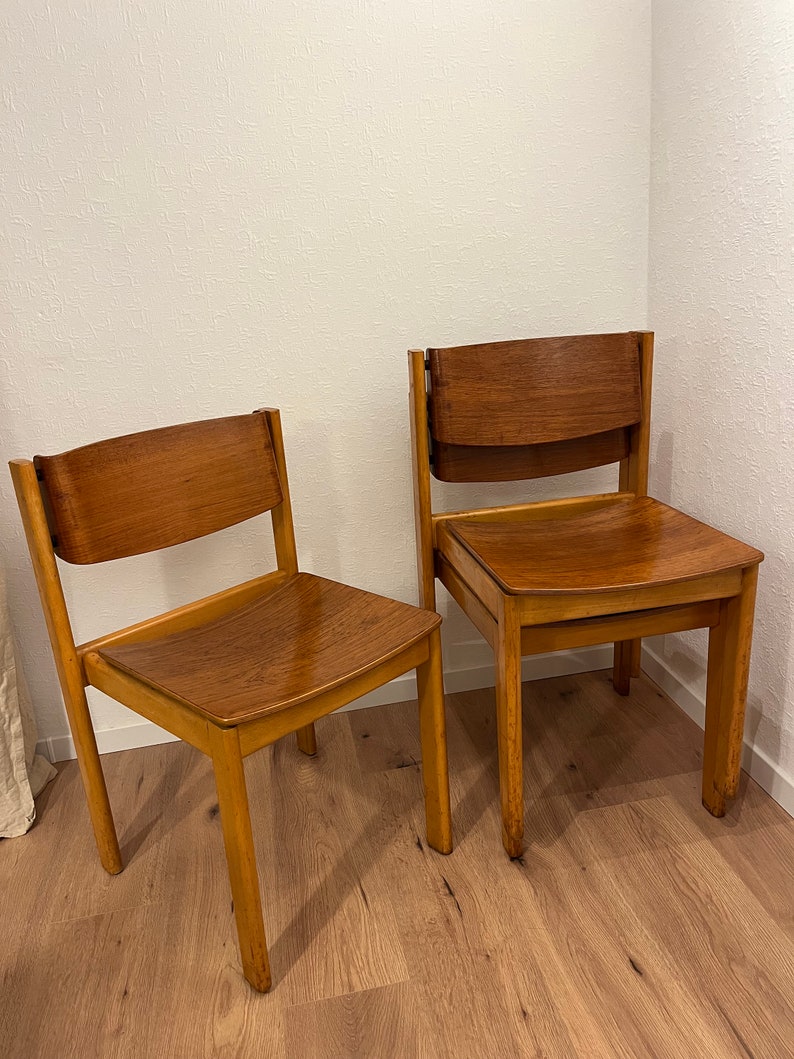 Teak dining room chairs stacking chair Danish Design Mid Century 036 image 1