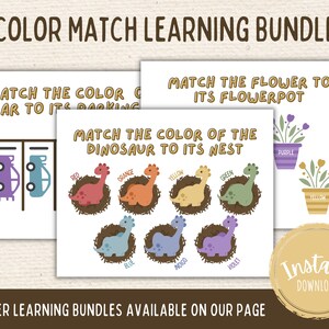 Color Match Learning Sheets - INSTANT DOWNLOAD