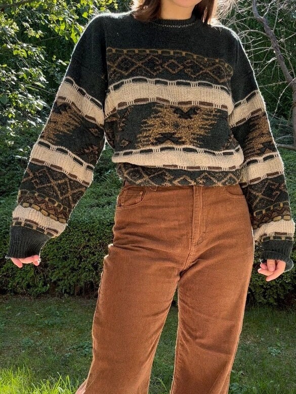 Abfer Men's Grandpa Sweater Oversized Knitted Ugly Sweater