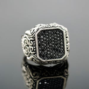 Handcrafted Sterling Silver Men&#39;s Ring with Black Stone – Unique Artisan Jewelry Gift, Unique Gift Idea, Ring for Men, Gift for Boyfriend