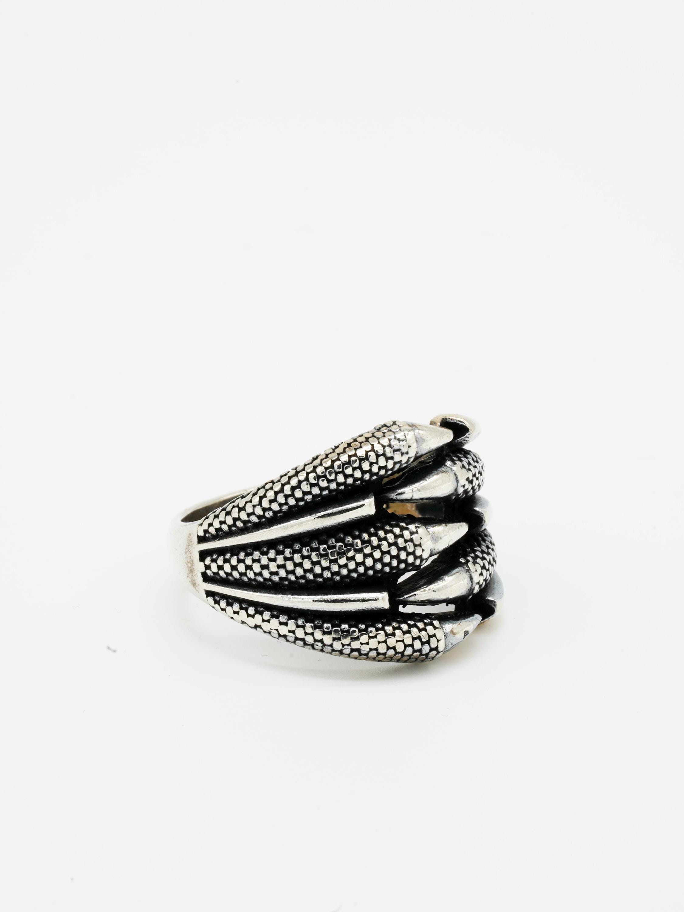 thumbnail image 2 of 925 Sterling Silver Bird Eagle Claw Wrap Ring - Adjustable, Gothic Punk Style, Unisex, Handmade In Thailand 2 of 5