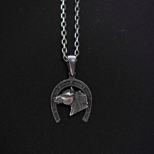 Handcrafted Oxidized 925 Sterling Silver Horseshoe Necklace