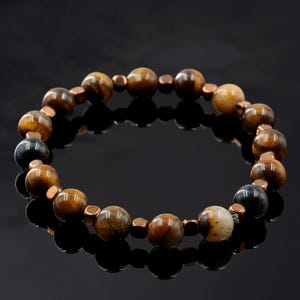 Mens Tigers Eye Bracelet, Bead Natural Stone Bracelet, Crystal Bracelets For Men, Mens Jewelry Bracelet, Crystal Tigers Eye Beaded Bracelet
