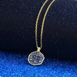 Luxury Gold Plated Unisex Libra Necklace, Sterling Silver Handmade Horoscope Libra Necklace, Horoscope Jewelry, Libra Pendant, Unique Gifts