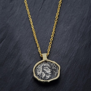 Handgefertigte Vergoldete 925K Sterling Silber Leo-Halskette, Leo-Anhänger, Vergoldete Kette, Lion-Halskette, Black Friday Geschenke, Minimalist