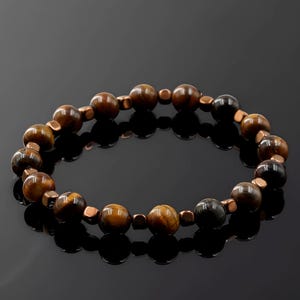 Handmade Tigers Eye Beaded Bracelet: Unisex Stone Jewelry