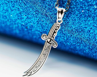 925 Sterling Silver Handmade Unisex Zulfiqar Sword Necklace – Islamic Jewelry, Unique Gift for Him or Her, Imam Ali Zulfikar, Gift for Shia