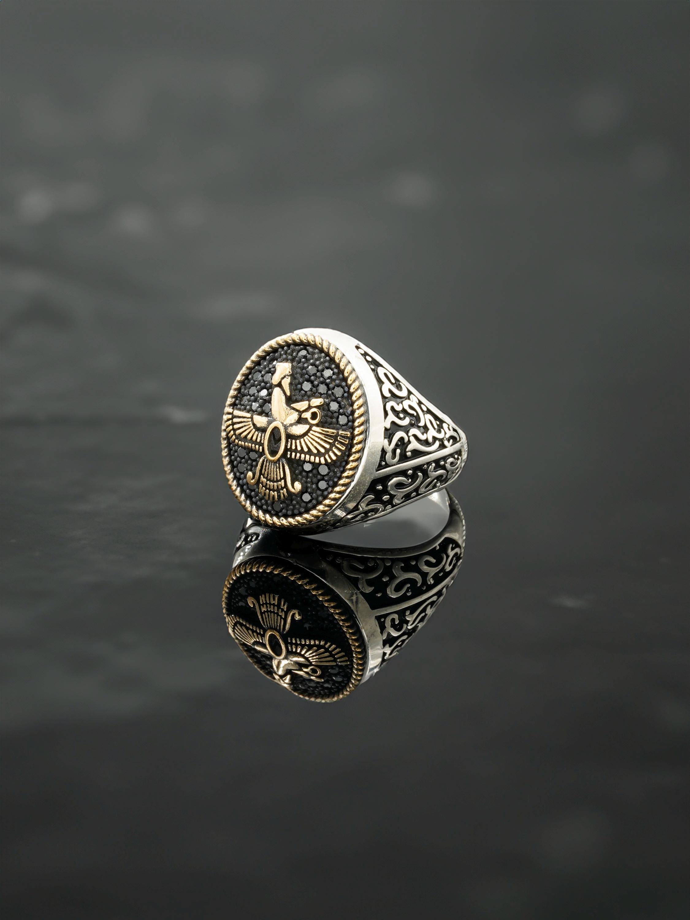 Handcrafted Sterling Silver Faravahar Ring, Zoroastrian Jewelry - Etsy
