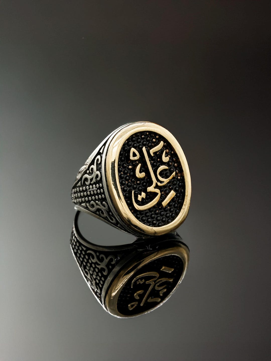 Buy Handmade Sterling Silver Men's Ring With Arabic Ali Calligraphy,  Islamic Jewelry Gift, Gift for Shia, Shia Jewelry, Imam Ali Ring, Shia Gift 