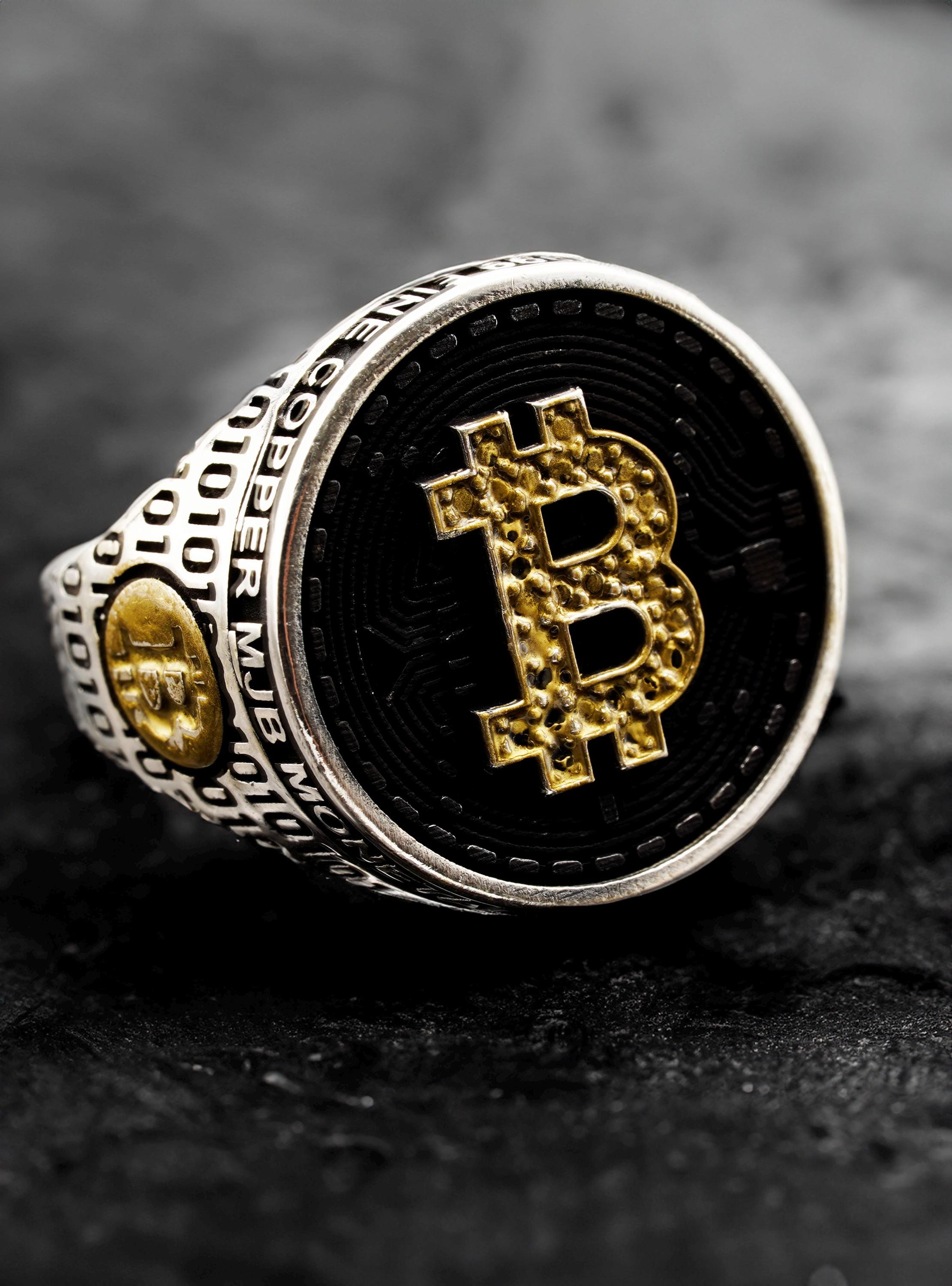 925Silver ビットコイン リング BTC Ring アクセサリー CZダイヤ（キュービック・ジルコニア）シルバー ２０号