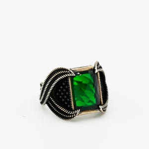 Handmade Sterling Silver Ring with Green Zirconium Stone