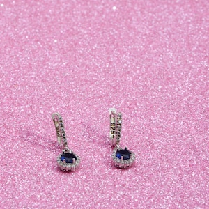 Sapphire Gemstone Handcrafted Sterling Silver Earrings, Luxury Earrings, Mothers Day Gifts, Gift for Mom, Gift for Her, Minimalist Earrings