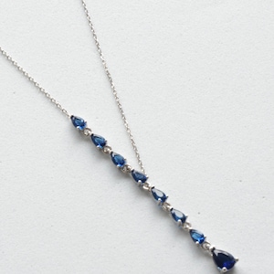 Sapphire 925K Sterling Silver Necklace, Minimalist Necklace, September Gemstone, Virgo Gemstone, Libra Gemstone, Birthstone Pendant Necklace