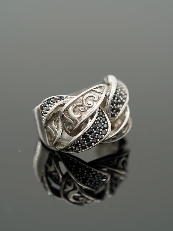 手作りスターリングシルバーステートメントリング：グルメなユニ 