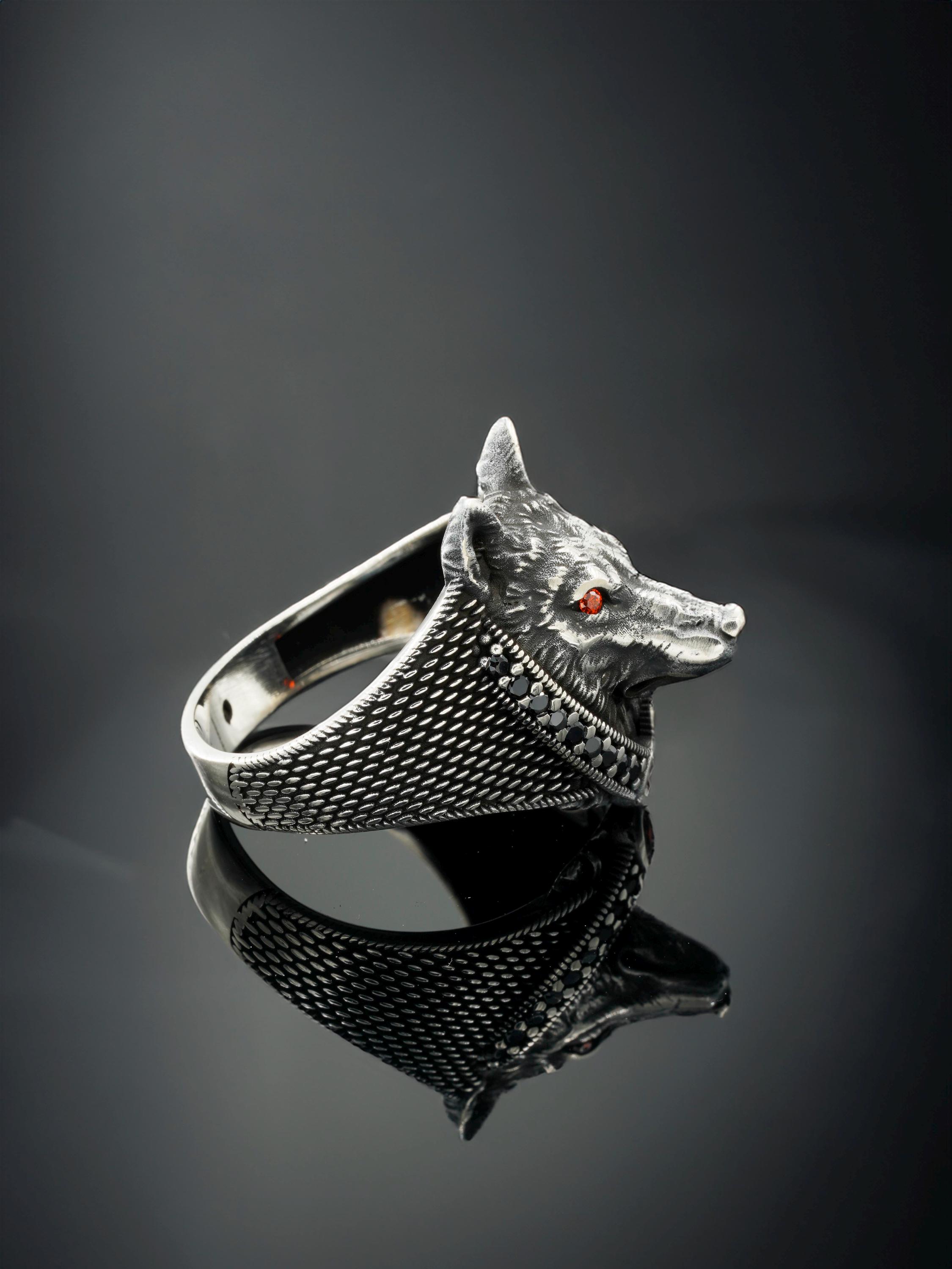 PAMTIER Anello Testa di Lupo Annata da Uomo in Argento Oro