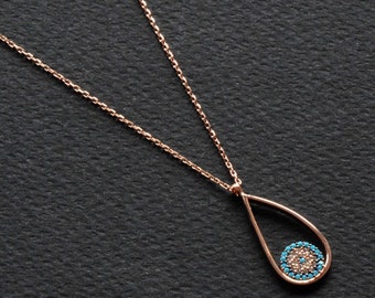 Collar de ojo malvado hecho a mano en plata de ley, regalo de lujo para madre, regalo para novia, collar con dije para mujer, collar sencillo para uso diario.