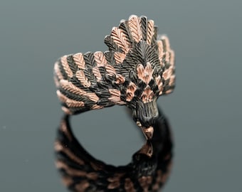 Handcrafted Adjustable Sterling Silver Eagle Ring – Unisex Luxury Bird of Prey Jewelry – Unique Gift for Him or Her, Unisex Eagle Ring, Sale