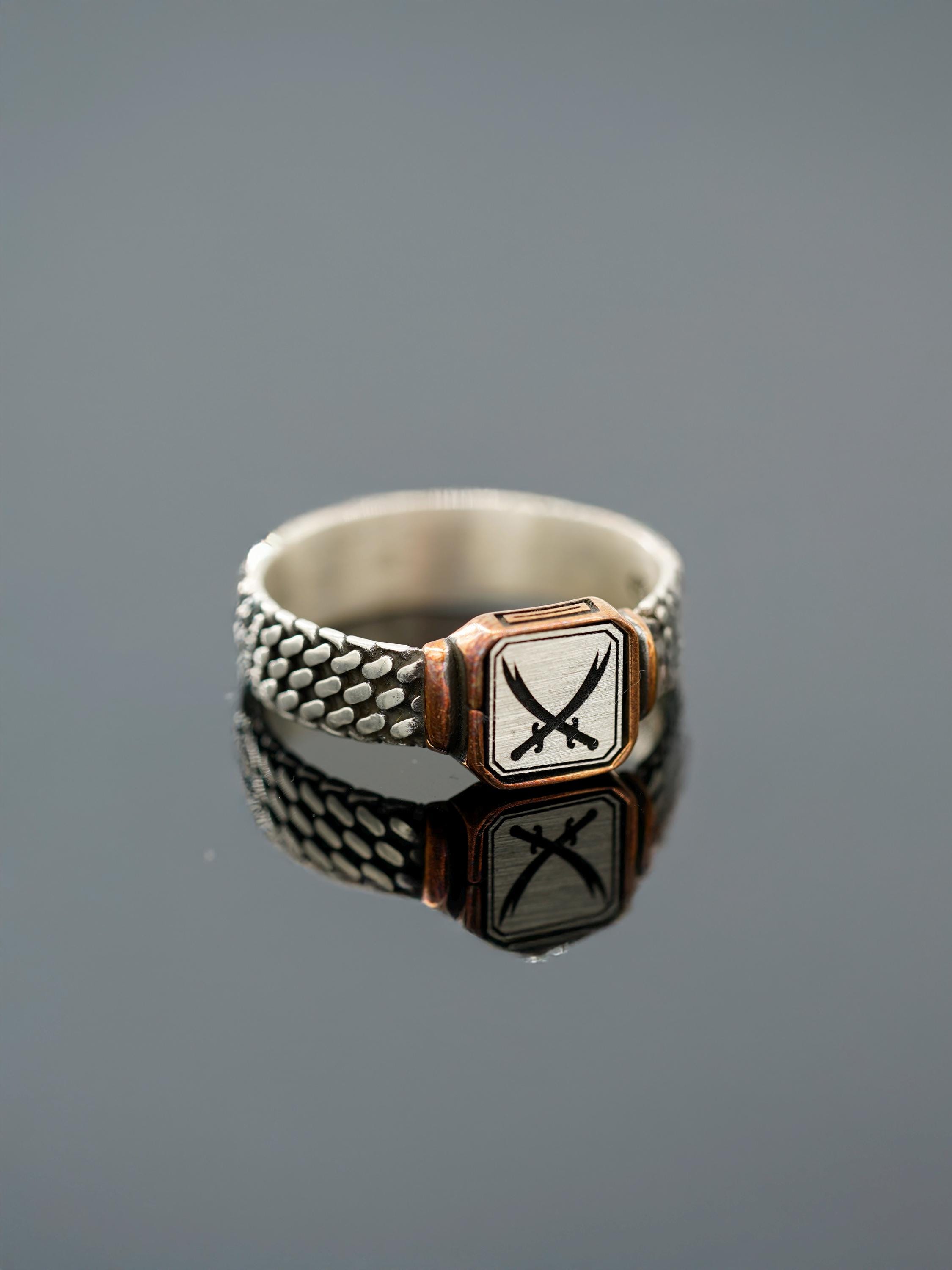 Handmade Sterling Silver Double Zulfiqar Sword Ring: Islamic