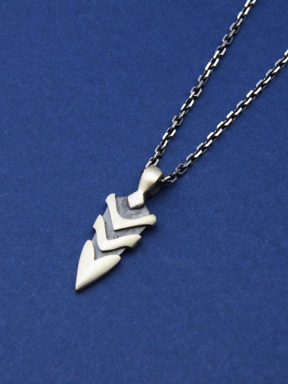 Sterling Silver Arrow Necklace, Viking Jewelry, Warrior Arrow Pendant, Oxidized Silver Necklace, Gift for Boyfriend, Gift Her