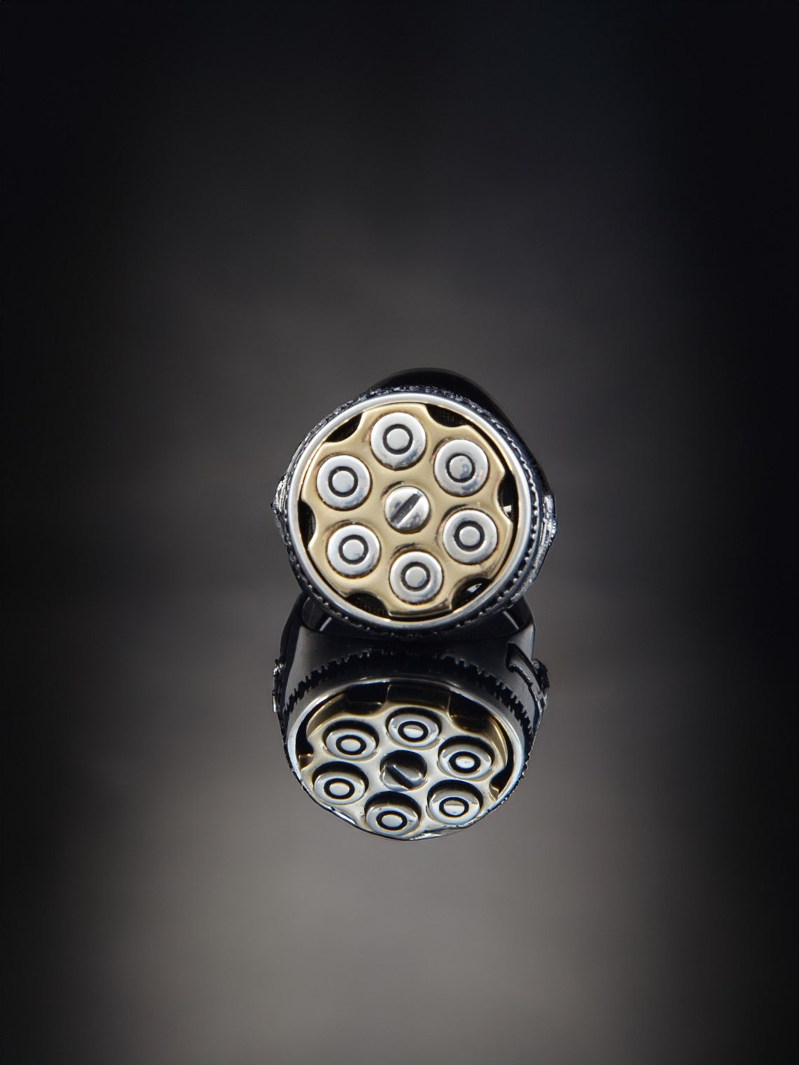 Russian Roulette Bullets Men's Revolver Bullets Ring, Russian Roulette Ring, Weapon Ring, Pistol ...
