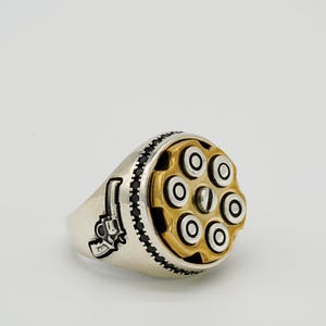 Handcrafted 925 Sterling Silver Spinning Ring, Roulette Ring, Lucky Ring, Russian Roulette Ring, Bullet Ring, Biker Ring, Dark Soul Ring