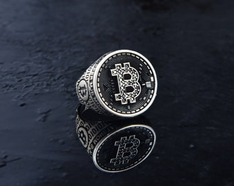 Elegant Bitcoin Ring - Cryptocurrency Jewelry - Blockchain Fashion - Tech Lover Gift - Virtual Money Accessory, Blockchain Ring, Minimalist